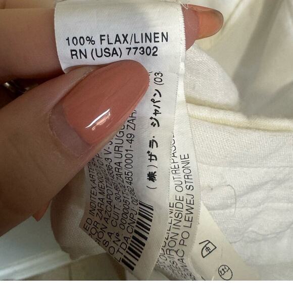 Zara Linen Pants Wide Leg Drawstring Loose Fitting Pants White Size XL - Picture 8 of 10